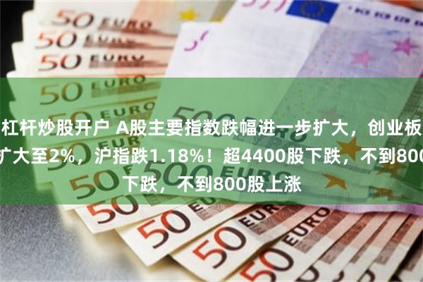 杠杆炒股开户 A股主要指数跌幅进一步扩大，创业板指跌幅扩大至2%，沪指跌1.18%！超4400股下跌，不到800股上涨